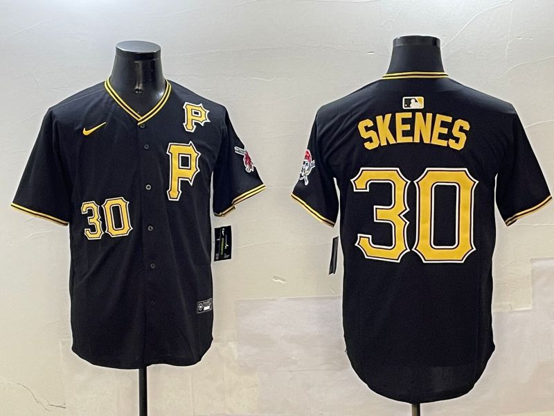 Men Pittsburgh Pirates #30 Skenes Black Game 2025 Nike MLB Jersey style 2